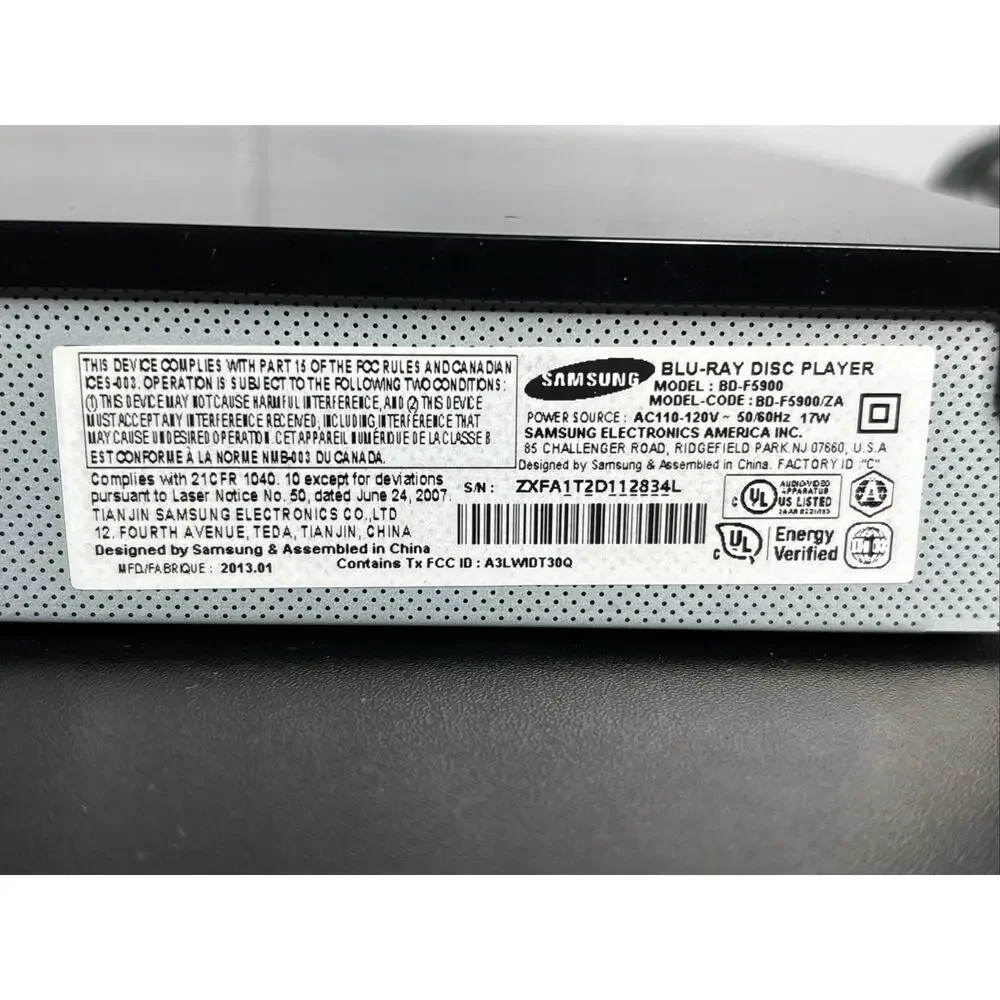 Samsung BD-F5900 3D Blu-ray Player New With Power Cord HDMI cord - No Remote